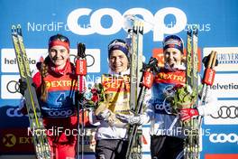 05.01.2020, Val di Fiemme, Italy (ITA): Natalia Nepryaeva (RUS), Therese Johaug (NOR), Ingvild Flugstad Oestberg (NOR), (l-r)  - FIS world cup cross-country, tour de ski, final climb women, Val di Fiemme (ITA). www.nordicfocus.com. © Modica/NordicFocus. Every downloaded picture is fee-liable.