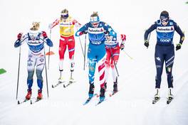 04.01.2020, Val di Fiemme, Italy (ITA): Sadie Maubet Bjornsen (USA), Jonna Sundling (SWE), Jessica Diggins (USA), Lucia Scardoni (ITA), Therese Johaug (NOR), (l-r)  - FIS world cup cross-country, tour de ski, individual sprint, Val di Fiemme (ITA). www.nordicfocus.com. © Modica/NordicFocus. Every downloaded picture is fee-liable.