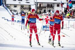 04.01.2020, Val di Fiemme, Italy (ITA): Gleb Retivykh (RUS), Sergey Ustiugov (RUS), (l-r)  - FIS world cup cross-country, tour de ski, individual sprint, Val di Fiemme (ITA). www.nordicfocus.com. © Modica/NordicFocus. Every downloaded picture is fee-liable.