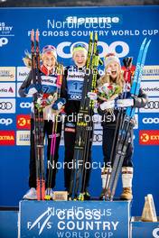 04.01.2020, Val di Fiemme, Italy (ITA): Astrid Uhrenholdt Jacobsen (NOR), Anamarija Lampic (SLO), Jessica Diggins (USA), (l-r) - FIS world cup cross-country, tour de ski, individual sprint, Val di Fiemme (ITA). www.nordicfocus.com. © Modica/NordicFocus. Every downloaded picture is fee-liable.