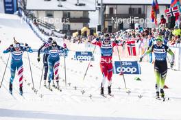 04.01.2020, Val di Fiemme, Italy (ITA): Jessica Diggins (USA), Sadie Maubet Bjornsen (USA), Astrid Uhrenholdt Jacobsen (NOR), Anamarija Lampic (SLO), (l-r)  - FIS world cup cross-country, tour de ski, individual sprint, Val di Fiemme (ITA). www.nordicfocus.com. © Modica/NordicFocus. Every downloaded picture is fee-liable.