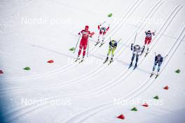 04.01.2020, Val di Fiemme, Italy (ITA): Natalia Nepryaeva (RUS), Anamarija Lampic (SLO), Maja Dahlqvist (SWE), Anne Kylloenen (FIN), Ingvild Flugstad Oestberg (NOR), Heidi Weng (NOR), (l-r)  - FIS world cup cross-country, tour de ski, individual sprint, Val di Fiemme (ITA). www.nordicfocus.com. © Modica/NordicFocus. Every downloaded picture is fee-liable.