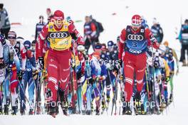 03.01.2020, Val di Fiemme, Italy (ITA): Alexander Bolshunov (RUS), Sergey Ustiugov (RUS), (l-r)  - FIS world cup cross-country, tour de ski, mass men, Val di Fiemme (ITA). www.nordicfocus.com. © Modica/NordicFocus. Every downloaded picture is fee-liable.
