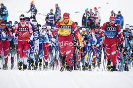 03.01.2020, Val di Fiemme, Italy (ITA): Alexander Bolshunov (RUS), Johannes Hoesflot Klaebo (NOR), Sergey Ustiugov (RUS), (l-r)  - FIS world cup cross-country, tour de ski, mass men, Val di Fiemme (ITA). www.nordicfocus.com. © Modica/NordicFocus. Every downloaded picture is fee-liable.
