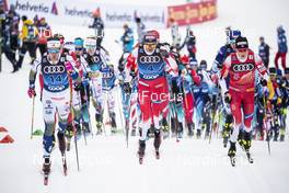 03.01.2020, Val di Fiemme, Italy (ITA): Calle Halfvarsson (SWE), Paal Golberg (NOR), Johannes Hoesflot Klaebo (NOR), (l-r)  - FIS world cup cross-country, tour de ski, mass men, Val di Fiemme (ITA). www.nordicfocus.com. © Modica/NordicFocus. Every downloaded picture is fee-liable.