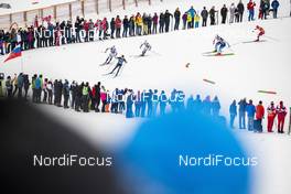 03.01.2020, Val di Fiemme, Italy (ITA): Maicol Rastelli (ITA), Calle Halfvarsson (SWE), Jens Burman (SWE), (l-r)  - FIS world cup cross-country, tour de ski, mass men, Val di Fiemme (ITA). www.nordicfocus.com. © Modica/NordicFocus. Every downloaded picture is fee-liable.