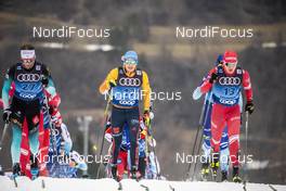 03.01.2020, Val di Fiemme, Italy (ITA): Jean Marc Gaillard (FRA), Lucas Boegl (GER), Andrey Melnichenko (RUS), (l-r)  - FIS world cup cross-country, tour de ski, mass men, Val di Fiemme (ITA). www.nordicfocus.com. © Modica/NordicFocus. Every downloaded picture is fee-liable.