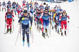 03.01.2020, Val di Fiemme, Italy (ITA): Maicol Rastelli (ITA), Dario Cologna (SUI), Sergey Ustiugov (RUS), Paal Golberg (NOR), (l-r)  - FIS world cup cross-country, tour de ski, mass men, Val di Fiemme (ITA). www.nordicfocus.com. © Modica/NordicFocus. Every downloaded picture is fee-liable.