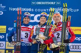 26.01.2020, Oberstdorf, Germany (GER): Paal Golberg (NOR), Johannes Hoesflot Klaebo (NOR), Erik Valnes (NOR) - FIS world cup cross-country, individual sprint, Oberstdorf (GER). www.nordicfocus.com. © Thibaut/NordicFocus. Every downloaded picture is fee-liable.