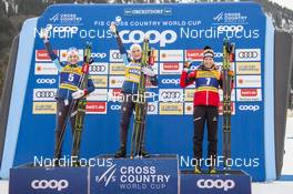 25.01.2020, Oberstdorf, Germany (GER): Ingvild Flugstad Oestberg (NOR), Therese Johaug (NOR), Teresa Stadlober (AUT) (l-r) - FIS world cup cross-country, skiathlon women, Oberstdorf (GER). www.nordicfocus.com. © Thibaut/NordicFocus. Every downloaded picture is fee-liable.
