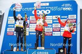 09.02.2020, Falun, Sweden (SWE): Ebba Andersson (SWE), Therese Johaug (NOR), Heidi Weng (NOR), (l-r) - FIS world cup cross-country, 10km women, Falun (SWE). www.nordicfocus.com. © Modica/NordicFocus. Every downloaded picture is fee-liable.