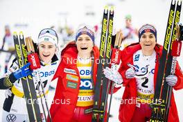 09.02.2020, Falun, Sweden (SWE): Ebba Andersson (SWE), Therese Johaug (NOR), Heidi Weng (NOR), (l-r)  - FIS world cup cross-country, 10km women, Falun (SWE). www.nordicfocus.com. © Modica/NordicFocus. Every downloaded picture is fee-liable.