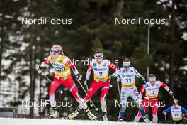 09.02.2020, Falun, Sweden (SWE): Therese Johaug (NOR), Heidi Weng (NOR), Ebba Andersson (SWE), (l-r)  - FIS world cup cross-country, 10km women, Falun (SWE). www.nordicfocus.com. © Modica/NordicFocus. Every downloaded picture is fee-liable.