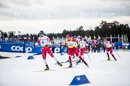 09.02.2020, Falun, Sweden (SWE): Hans Christer Holund (NOR), Alexander Bolshunov (RUS), Sjur Roethe (NOR), Andrey Melnichenko (RUS), (l-r)  - FIS world cup cross-country, 15km men, Falun (SWE). www.nordicfocus.com. © Modica/NordicFocus. Every downloaded picture is fee-liable.
