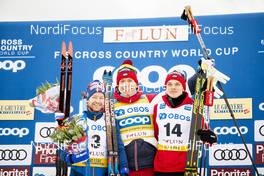09.02.2020, Falun, Sweden (SWE): Sjur Roethe (NOR), Alexander Bolshunov (RUS), Ivan Yakimushkin (RUS), (l-r) - FIS world cup cross-country, 15km men, Falun (SWE). www.nordicfocus.com. © Modica/NordicFocus. Every downloaded picture is fee-liable.