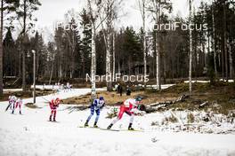 09.02.2020, Falun, Sweden (SWE): Hans Christer Holund (NOR), Iivo Niskanen (FIN), Alexander Bolshunov (RUS), (l-r)  - FIS world cup cross-country, 15km men, Falun (SWE). www.nordicfocus.com. © Modica/NordicFocus. Every downloaded picture is fee-liable.