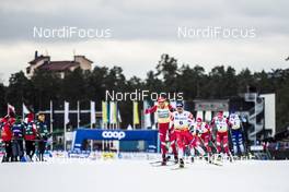 09.02.2020, Falun, Sweden (SWE): Hans Christer Holund (NOR), Alexander Bolshunov (RUS), Andrey Melnichenko (RUS), (l-r)  - FIS world cup cross-country, 15km men, Falun (SWE). www.nordicfocus.com. © Modica/NordicFocus. Every downloaded picture is fee-liable.