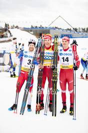 09.02.2020, Falun, Sweden (SWE): Sjur Roethe (NOR), Alexander Bolshunov (RUS), Ivan Yakimushkin (RUS), (l-r)  - FIS world cup cross-country, 15km men, Falun (SWE). www.nordicfocus.com. © Modica/NordicFocus. Every downloaded picture is fee-liable.