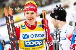09.02.2020, Falun, Sweden (SWE): Alexander Bolshunov (RUS), Sjur Roethe (NOR), (l-r)  - FIS world cup cross-country, 15km men, Falun (SWE). www.nordicfocus.com. © Modica/NordicFocus. Every downloaded picture is fee-liable.