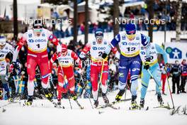 08.02.2020, Falun, Sweden (SWE): Paal Golberg (NOR), Erik Valnes (NOR), Lauri Vuorinen (FIN), (l-r)  - FIS world cup cross-country, individual sprint, Falun (SWE). www.nordicfocus.com. © Modica/NordicFocus. Every downloaded picture is fee-liable.