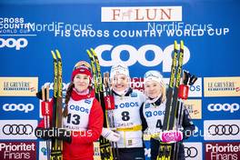 08.02.2020, Falun, Sweden (SWE): Natalia Nepryaeva (RUS), Linn Svahn (SWE), Jonna Sundling (SWE), (l-r), (l-r) - FIS world cup cross-country, individual sprint, Falun (SWE). www.nordicfocus.com. © Modica/NordicFocus. Every downloaded picture is fee-liable.
