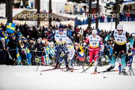 08.02.2020, Falun, Sweden (SWE): Federico Pellegrino (ITA), Eirik Brandsdal (NOR), Valentin Chauvin (FRA), (l-r)  - FIS world cup cross-country, individual sprint, Falun (SWE). www.nordicfocus.com. © Modica/NordicFocus. Every downloaded picture is fee-liable.