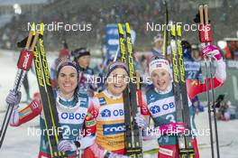 16.02.2020, Oestersund, Sweden (SWE): Heidi Weng (NOR), Therese Johaug (NOR), Ingvild Flugstad Oestberg (NOR), (l-r)  - FIS world cup cross-country, pursuit women, Oestersund (SWE). www.nordicfocus.com. ©THIBAUT/NordicFocus. Every downloaded picture is fee-liable.