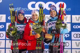 18.02.2020, Are, Sweden (SWE): Heidi Weng (NOR), Therese Johaug (NOR), Astrid Uhrenholdt Jacobsen (NOR), (l-r), (l-r) - FIS world cup cross-country, individual sprint, Are (SWE). www.nordicfocus.com. © Thibaut/NordicFocus. Every downloaded picture is fee-liable.