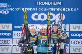 22.02.2020, Trondheim, Norway (NOR): Jonna Sundling (SWE), Maiken Caspersen Falla (NOR), Nadine Faehndrich (SUI), (l-r) - FIS world cup cross-country, individual sprint, Trondheim (NOR). www.nordicfocus.com. © Thibaut/NordicFocus. Every downloaded picture is fee-liable.