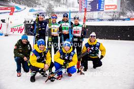 01.03.2020, Lahti Finland (FIN): Giandomenico Salvadori (ITA), Francesco De Fabiani (ITA), Stefano Gardener (ITA), Stefan Zelger (ITA), (l-r)  - FIS world cup cross-country, 4x10km men, Lahti (FIN). www.nordicfocus.com. © Modica/NordicFocus. Every downloaded picture is fee-liable.