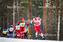 01.03.2020, Lahti Finland (FIN): Sjur Roethe (NOR), Ivan Yakimushkin (RUS), (l-r)  - FIS world cup cross-country, 4x10km men, Lahti (FIN). www.nordicfocus.com. © Modica/NordicFocus. Every downloaded picture is fee-liable.