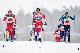 01.03.2020, Lahti Finland (FIN): Ilia Semikov (RUS), Paal Golberg (NOR), Giandomenico Salvadori (ITA), (l-r)  - FIS world cup cross-country, 4x10km men, Lahti (FIN). www.nordicfocus.com. © Modica/NordicFocus. Every downloaded picture is fee-liable.
