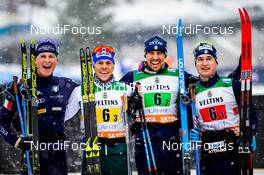 01.03.2020, Lahti Finland (FIN): Giandomenico Salvadori (ITA), Francesco De Fabiani (ITA), Stefano Gardener (ITA), Stefan Zelger (ITA), (l-r)  - FIS world cup cross-country, 4x10km men, Lahti (FIN). www.nordicfocus.com. © Modica/NordicFocus. Every downloaded picture is fee-liable.