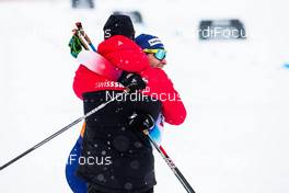 01.03.2020, Lahti Finland (FIN): Dario Cologna (SUI), Roman Furger (SUI), (l-r)  - FIS world cup cross-country, 4x10km men, Lahti (FIN). www.nordicfocus.com. © Modica/NordicFocus. Every downloaded picture is fee-liable.