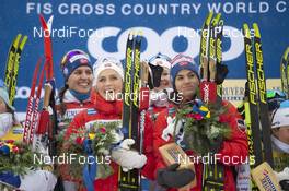 01.03.2020, Lahti Finland (FIN): Tiril Udnes Weng (NOR), Ingvild Flugstad Oestberg (NOR), Therese Johaug (NOR), Heidi Weng (NOR), (l-r) - FIS world cup cross-country, 4x5km women, Lahti (FIN). www.nordicfocus.com. © THIBAUT/NordicFocus. Every downloaded picture is fee-liable.