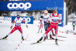 04.03.2020, Konnerud, Norway (NOR): Johannes Hoesflot Klaebo (NOR), Sindre Bjoernestad Skar (NOR), Haavard Solaas Taugboel (NOR), (l-r)  - FIS world cup cross-country, individual sprint, Konnerud (NOR). www.nordicfocus.com. © Modica/NordicFocus. Every downloaded picture is fee-liable.