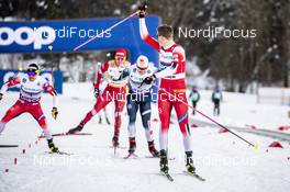 04.03.2020, Konnerud, Norway (NOR): Johannes Hoesflot Klaebo (NOR), Sindre Bjoernestad Skar (NOR), Haavard Solaas Taugboel (NOR), (l-r)  - FIS world cup cross-country, individual sprint, Konnerud (NOR). www.nordicfocus.com. © Modica/NordicFocus. Every downloaded picture is fee-liable.