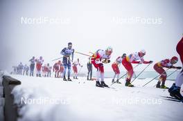 08.03.2020, Oslo, Norway (NOR): Alexey Chervotkin (RUS), Maowulietibieke Entemake (CHN), Hans Christer Holund (NOR), Iivo Niskanen (FIN), Erik Valnes (NOR), (l-r)  - FIS world cup cross-country, mass men, Oslo (NOR). www.nordicfocus.com. © Modica/NordicFocus. Every downloaded picture is fee-liable.