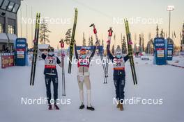 28.11.2020, Ruka, Finland (FIN): Frida Karlsson (SWE), Therese Johaug (NOR), Ebba Andersson (SWE), (l-r)  - FIS world cup cross-country, 10km women, Ruka (FIN). www.nordicfocus.com. © Vianney THIBAUT/NordicFocus. Every downloaded picture is fee-liable.