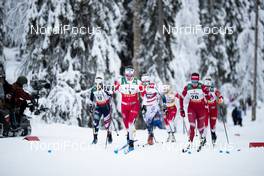 27.11.2020, Ruka, Finland (FIN): Ane Appelkvist Stenseth (NOR), Natalia Nepryaeva (RUS), Jessie Diggins (USA), Linn Svahn (SWE), (l-r)  - FIS world cup cross-country, individual sprint, Ruka (FIN). www.nordicfocus.com. © Modica/NordicFocus. Every downloaded picture is fee-liable.