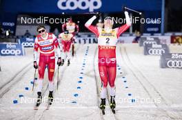 27.11.2020, Ruka, Finland (FIN): Erik Valnes (NOR), Johannes Hoesflot Klaebo (NOR), (l-r)  - FIS world cup cross-country, individual sprint, Ruka (FIN). www.nordicfocus.com. © Modica/NordicFocus. Every downloaded picture is fee-liable.