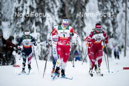 27.11.2020, Ruka, Finland (FIN): Ane Appelkvist Stenseth (NOR), Natalia Nepryaeva (RUS), Jessie Diggins (USA), Linn Svahn (SWE), (l-r)  - FIS world cup cross-country, individual sprint, Ruka (FIN). www.nordicfocus.com. © Modica/NordicFocus. Every downloaded picture is fee-liable.