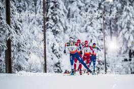 29.11.2020, Ruka, Finland (FIN): Andrew Musgrave (GBR), Ilia Semikov (RUS), Evgeniy Belov (RUS), (l-r)  - FIS world cup cross-country, pursuit men, Ruka (FIN). www.nordicfocus.com. © Modica/NordicFocus. Every downloaded picture is fee-liable.
