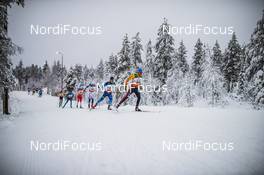 29.11.2020, Ruka, Finland (FIN): Beda Klee (SUI), Lauri Lepisto (FIN), Axel Ekstroem (SWE), (l-r)  - FIS world cup cross-country, pursuit men, Ruka (FIN). www.nordicfocus.com. © Modica/NordicFocus. Every downloaded picture is fee-liable.