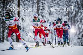 29.11.2020, Ruka, Finland (FIN): Sjur Roethe (NOR), Paal Golberg (NOR), Didrik Toenseth (NOR), Erik Valnes (NOR), (l-r)  - FIS world cup cross-country, pursuit men, Ruka (FIN). www.nordicfocus.com. © Modica/NordicFocus. Every downloaded picture is fee-liable.