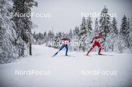 29.11.2020, Ruka, Finland (FIN): Andrew Musgrave (GBR), Evgeniy Belov (RUS), (l-r)  - FIS world cup cross-country, pursuit men, Ruka (FIN). www.nordicfocus.com. © Modica/NordicFocus. Every downloaded picture is fee-liable.