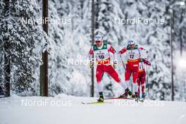 29.11.2020, Ruka, Finland (FIN): Sindre Bjoernestad Skar (NOR), Haavard Solaas Taugboel (NOR), (l-r)  - FIS world cup cross-country, pursuit men, Ruka (FIN). www.nordicfocus.com. © Modica/NordicFocus. Every downloaded picture is fee-liable.