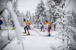 29.11.2020, Ruka, Finland (FIN): Nadine Herrmann (GER), Sofie Krehl (GER), Julia Kern (USA), (l-r)  - FIS world cup cross-country, pursuit women, Ruka (FIN). www.nordicfocus.com. © Modica/NordicFocus. Every downloaded picture is fee-liable.