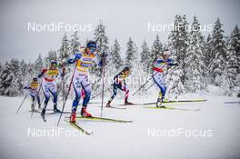29.11.2020, Ruka, Finland (FIN): Frida Karlsson (SWE), Natalia Nepryaeva (RUS), Tatiana Sorina (RUS), Maja Dahlqvist (SWE), Linn Svahn (SWE), Ebba Andersson (SWE), Tiril Udnes Weng (NOR), Lotta Udnes Weng (NOR), +lg+, Rosie Brennan (USA), (l-r)  - FIS world cup cross-country, pursuit women, Ruka (FIN). www.nordicfocus.com. © Modica/NordicFocus. Every downloaded picture is fee-liable.