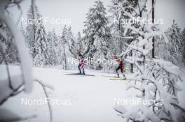 29.11.2020, Ruka, Finland (FIN): Jessie Diggins (USA), Teresa Stadlober (AUT), (l-r)  - FIS world cup cross-country, pursuit women, Ruka (FIN). www.nordicfocus.com. © Modica/NordicFocus. Every downloaded picture is fee-liable.